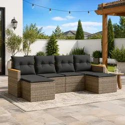 Reliable 6 Piece Garden Sofa Set in Grey