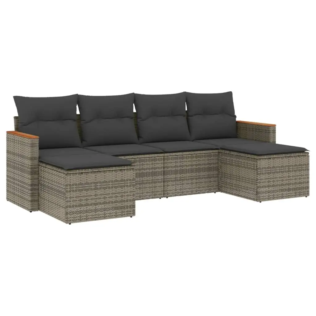 Garden Sofa Set 6 Piece Outdoor Furniture Grey Modular Rattan
