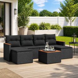 Comfortable 7 Piece Garden Sofa Set with Cushions