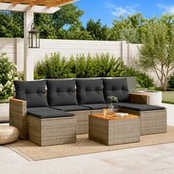 Garden Sofa Set 7 Piece Outdoor Furniture Patio Grey Poly Rattan Modular
