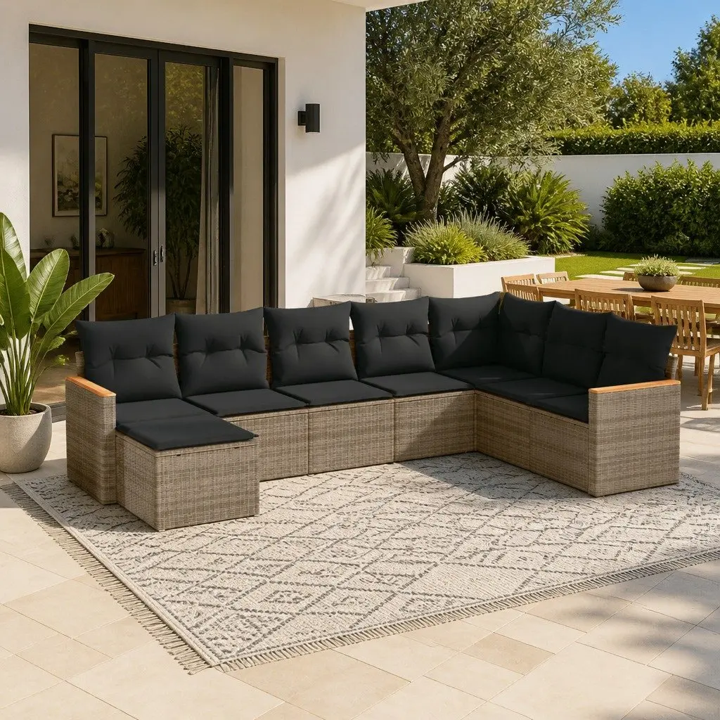 8-Piece Outdoor Sofa Set with Grey Cushions
