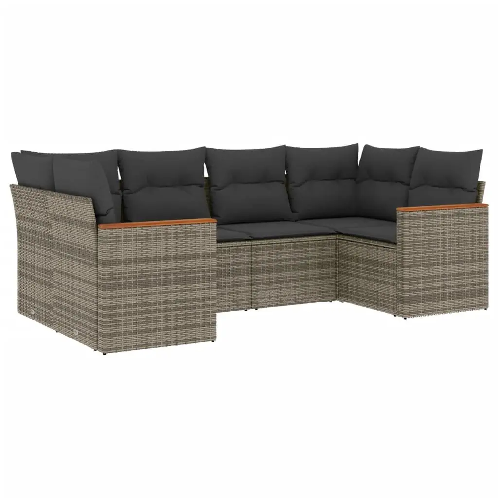 Garden Sofa Set 6 Piece Outdoor Furniture Patio Sectional Cushions Grey