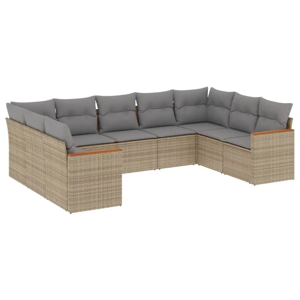 Garden Sofa Set 9 Piece Outdoor Furniture Patio Beige Modular Lounge