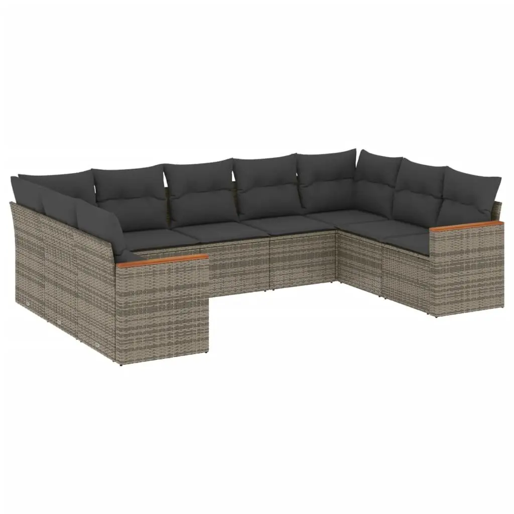 9 Piece Grey Garden Sofa Set for Outdoor Use