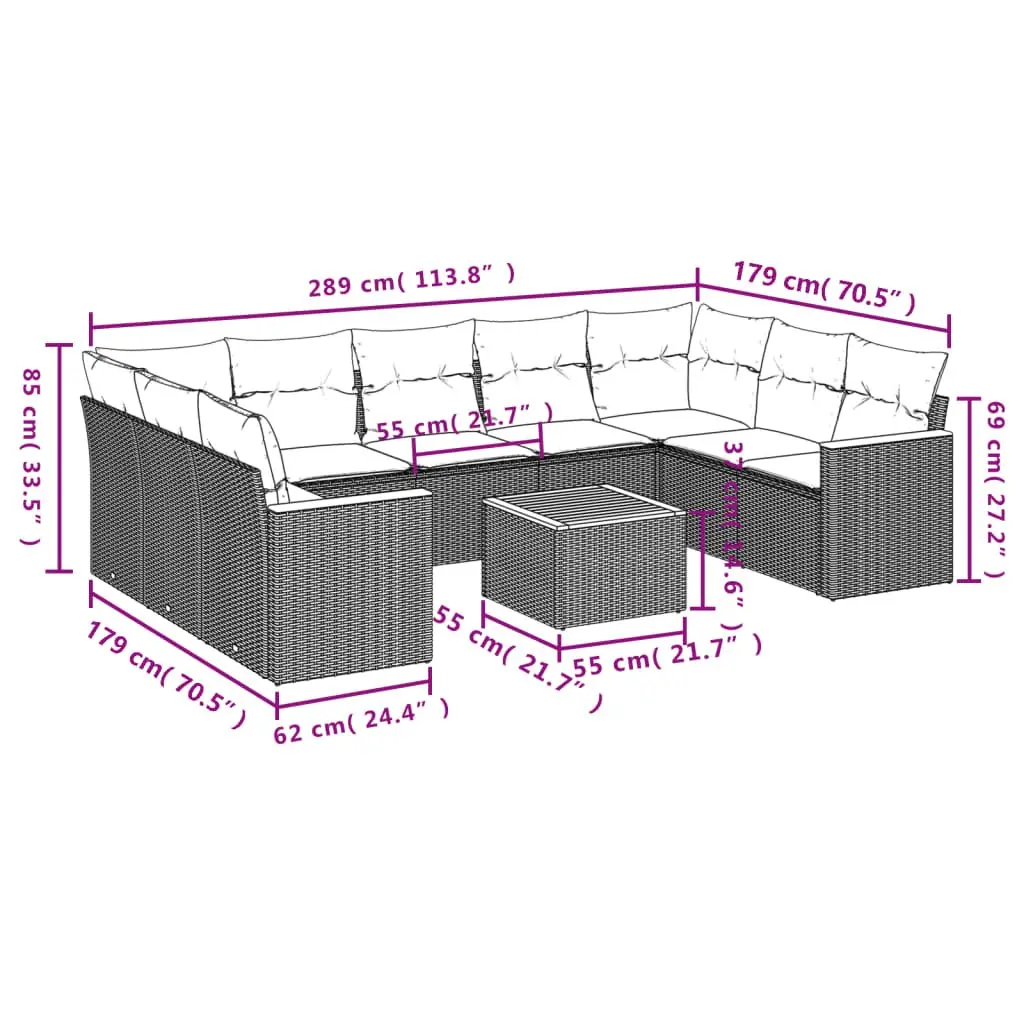 10 Piece Garden Sofa Set