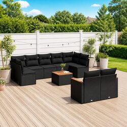10 Piece Black Rattan Sofa Set: Practicality Meets Style