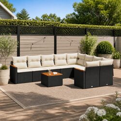 Durable 10 Piece Black Outdoor Sofa Set for Comfort