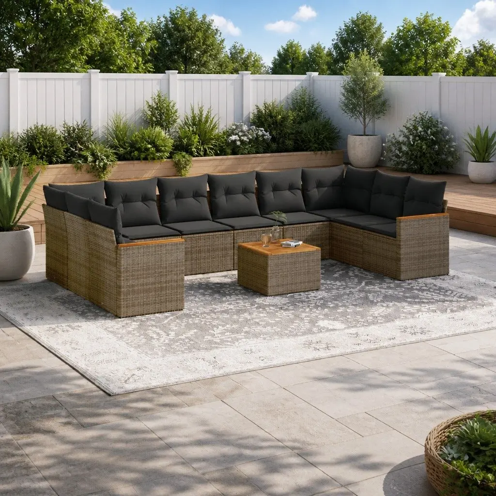 Garden Sofa Set Modular Outdoor Furniture 11 Piece Grey