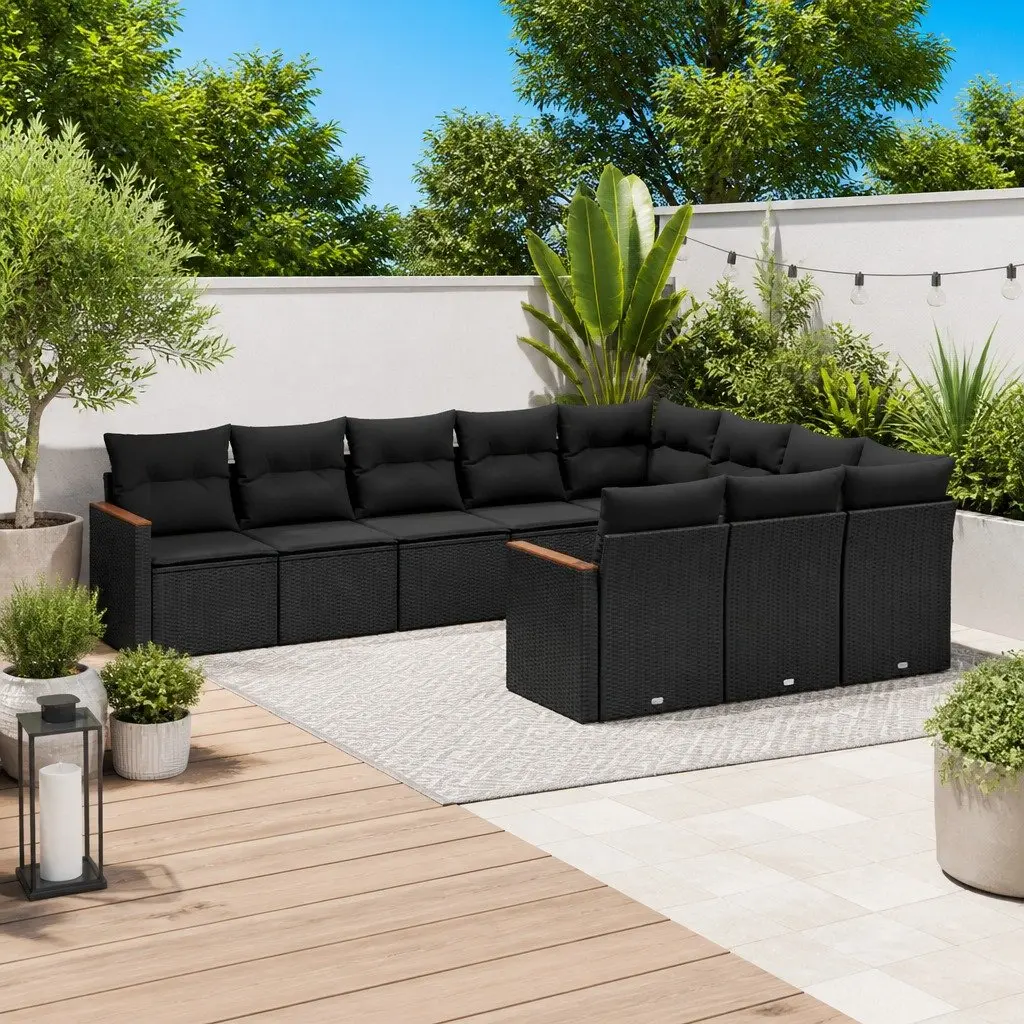 Garden Sofa Set 10 Piece Outdoor Furniture Modular Black