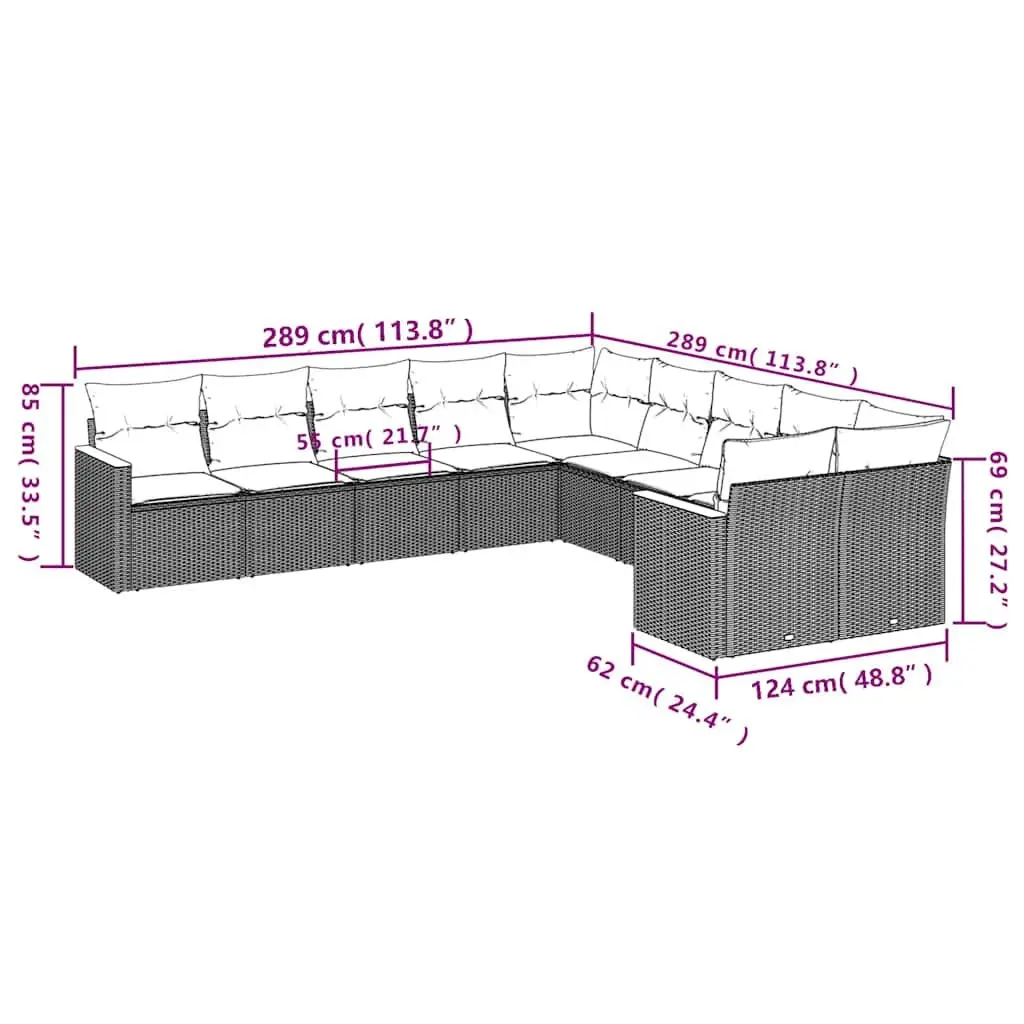 10-Piece Modular Sofa Set for Outdoor Comfort