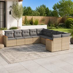 Affordable Comfort: 10-Piece Beige Outdoor Sofa Set