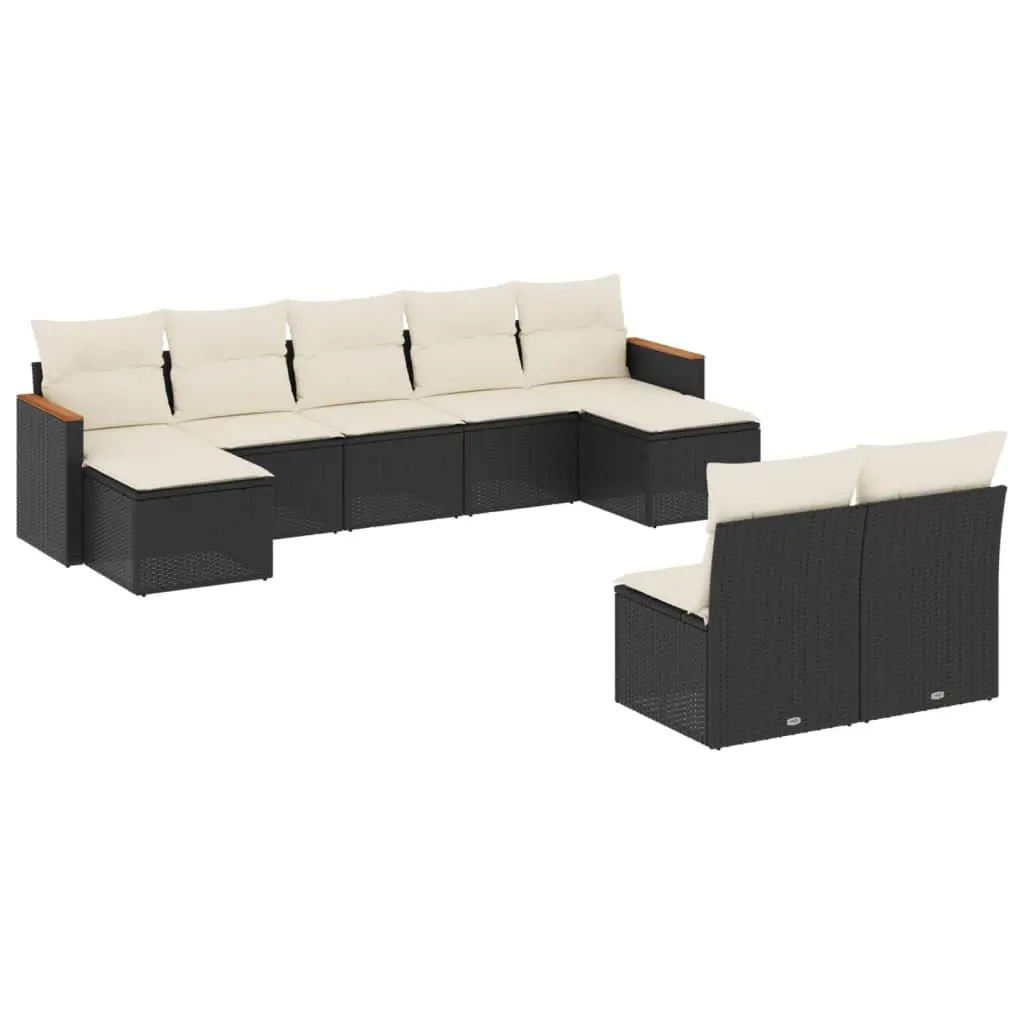 Garden Sofa Set Modular Outdoor Furniture 9 Piece Black Patio Lounge