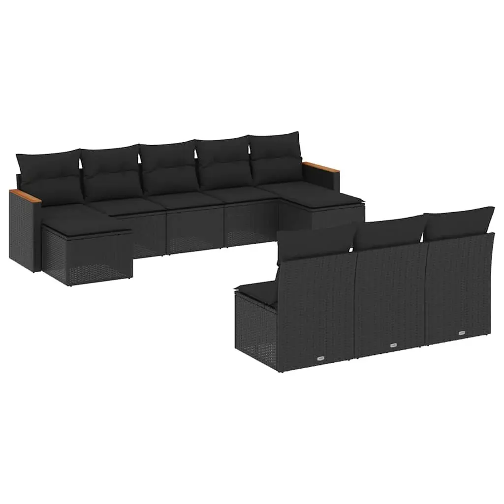 Garden Sofa Set 10 Piece Outdoor Furniture Modular Black Patio Seating with