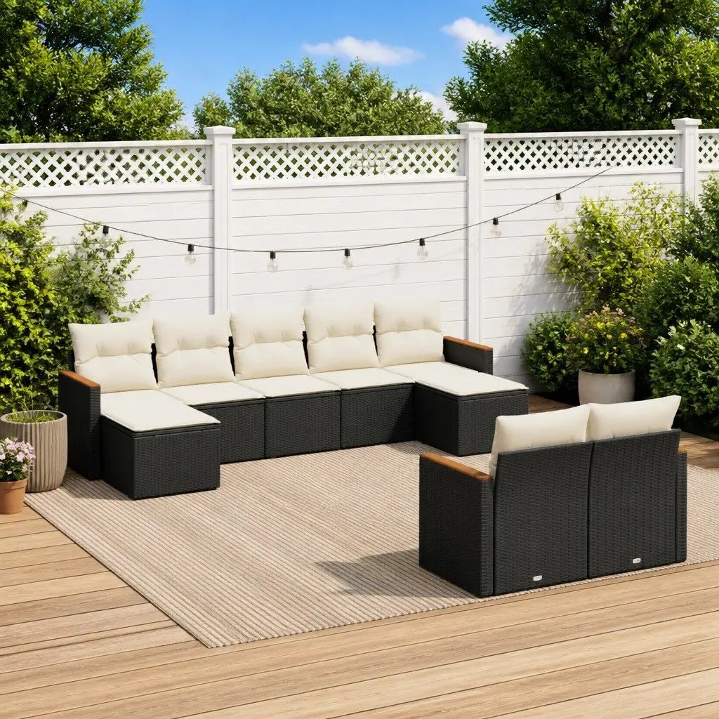 9 Piece Garden Sofa Set with Cushions