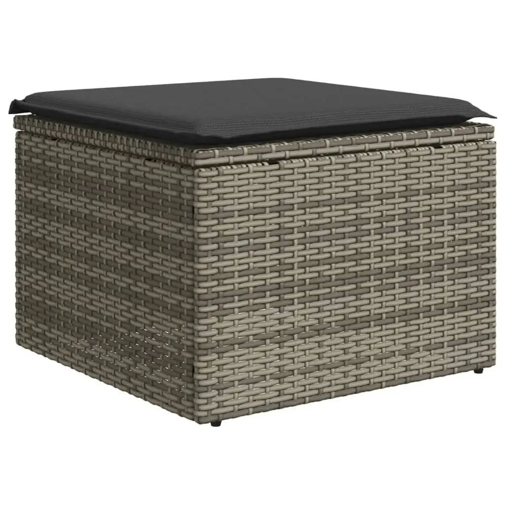 Outdoor Furniture Sofa Set 10 Piece Grey Poly Rattan Patio Seating for Backyard and Terrace