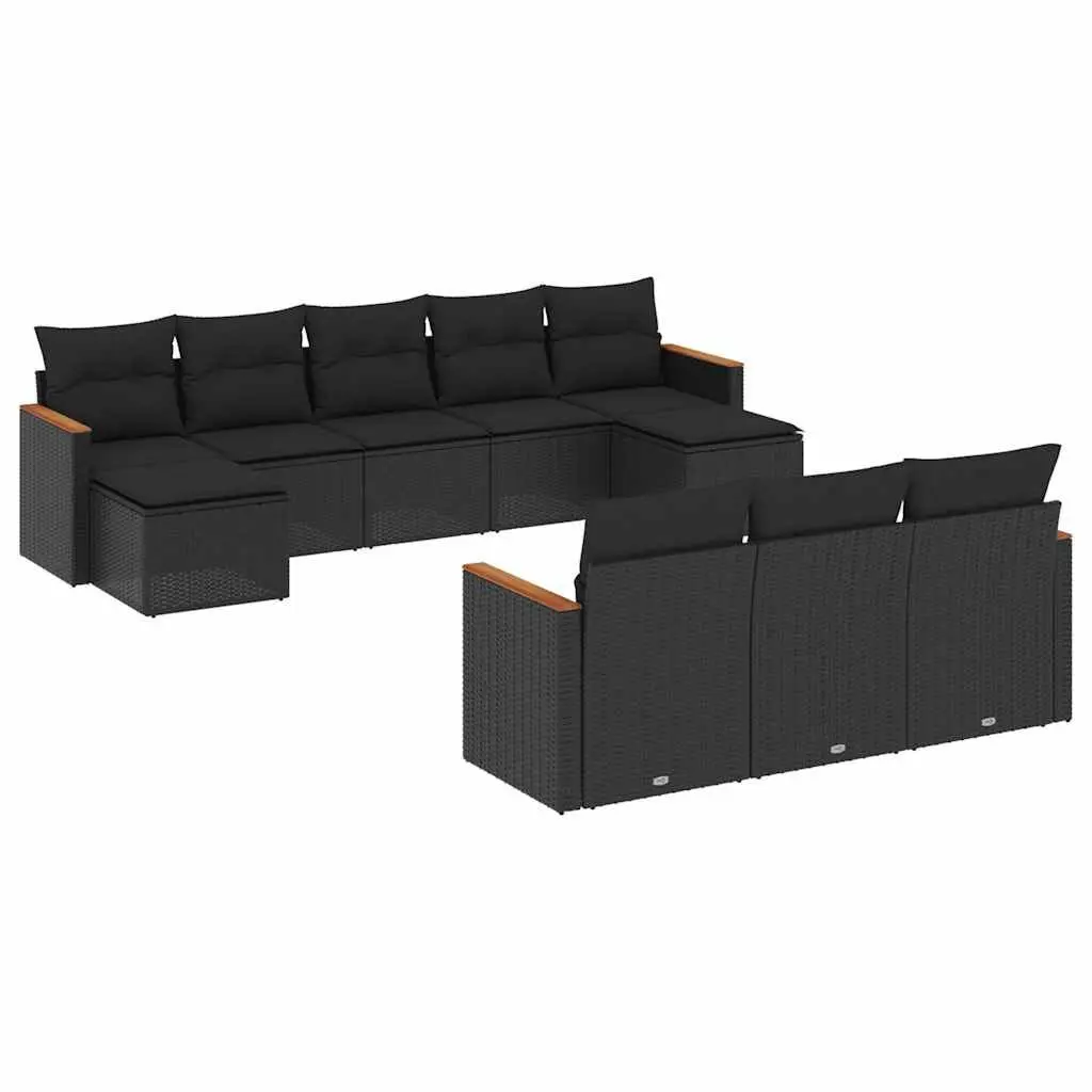Garden Sofa Set 10 Piece Outdoor Patio Furniture Poly Rattan Black Modular