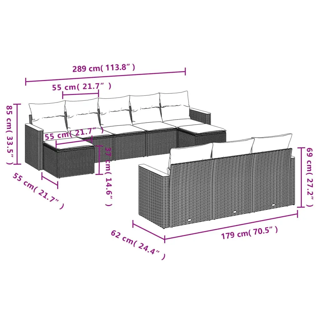 10 Piece Garden Sofa Set