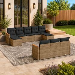 Comfortable 10 Piece Grey Patio Sofa Set for Relaxation