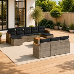 Comfortable 11 Piece Garden Sofa Set with Cushions