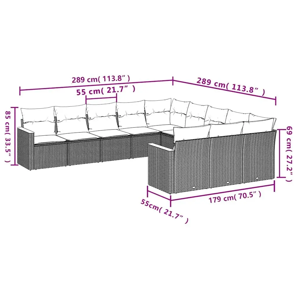 11 Piece Garden Sofa Set with Cushions for Comfort