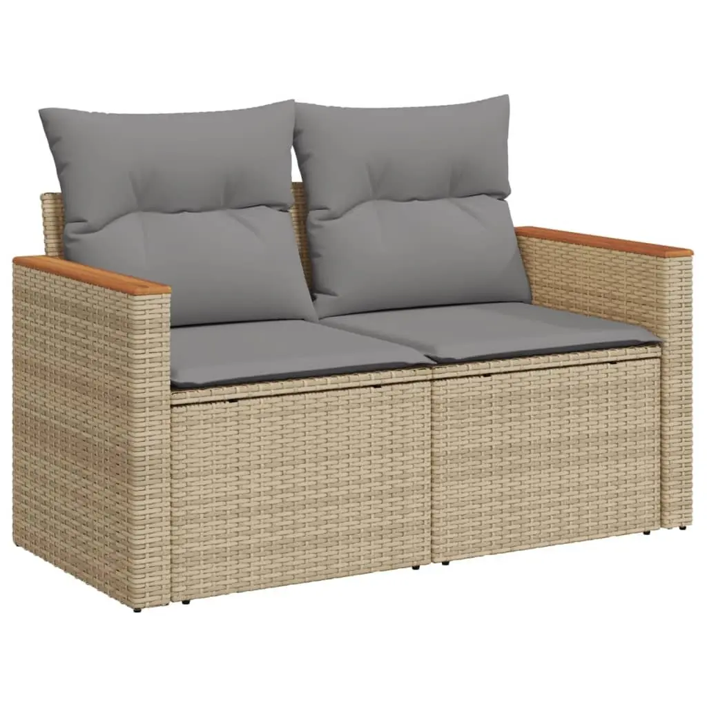 Garden Sofa Set Modular Outdoor Furniture 12 Piece Beige Poly Rattan