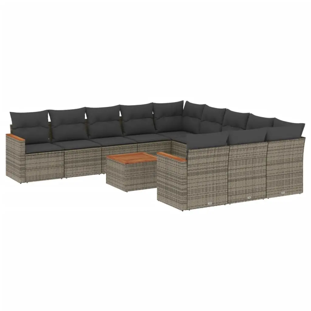 Garden Sofa Set 12 Piece Outdoor Furniture Patio Lounge Grey Poly Rattan Modular
