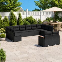Practical 12-Piece Black Sofa Set for Outdoor Living