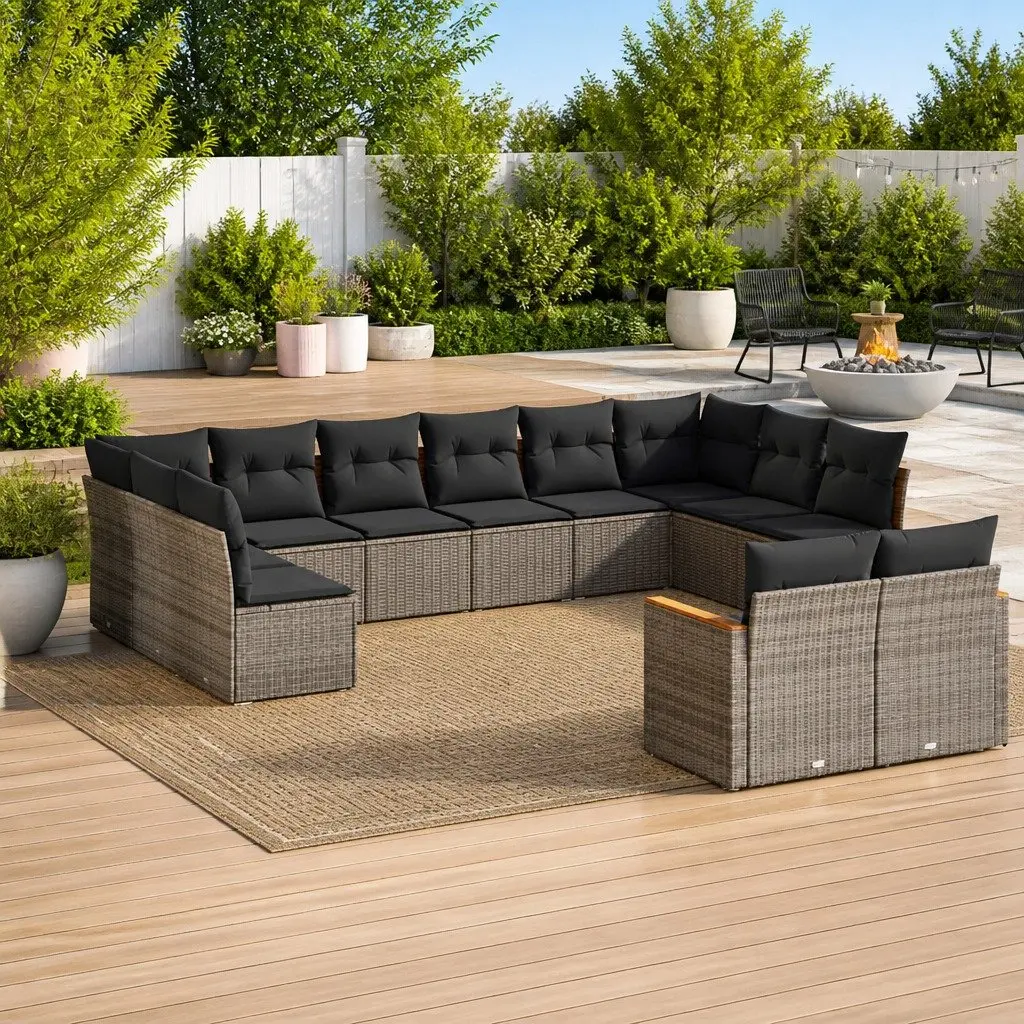 12 Piece Garden Sofa Set Outdoor Furniture Modular Patio Lounger Grey