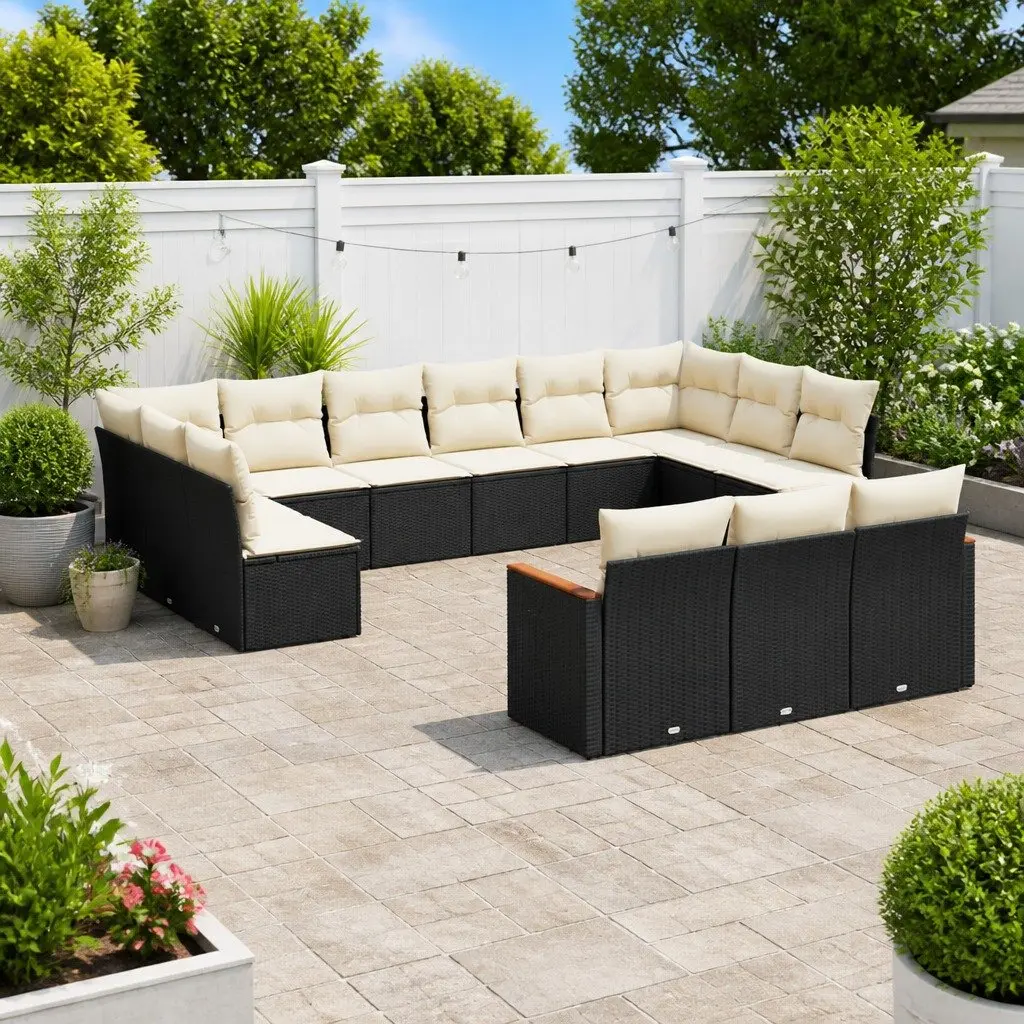 Garden Sofa Set Modular Outdoor Furniture 13 Piece Black Rattan
