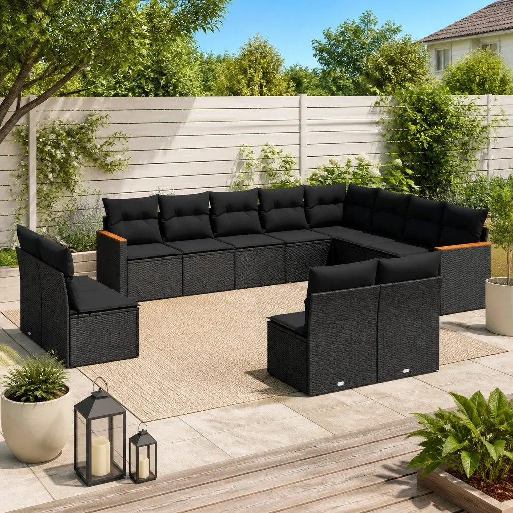 Garden Sofa Set 12 Piece Outdoor Furniture Patio Sectional Black