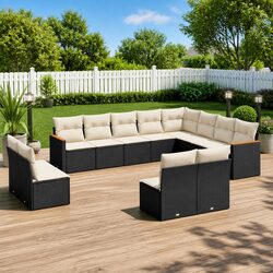 Affordable 12-Piece Black Garden Sofa Set
