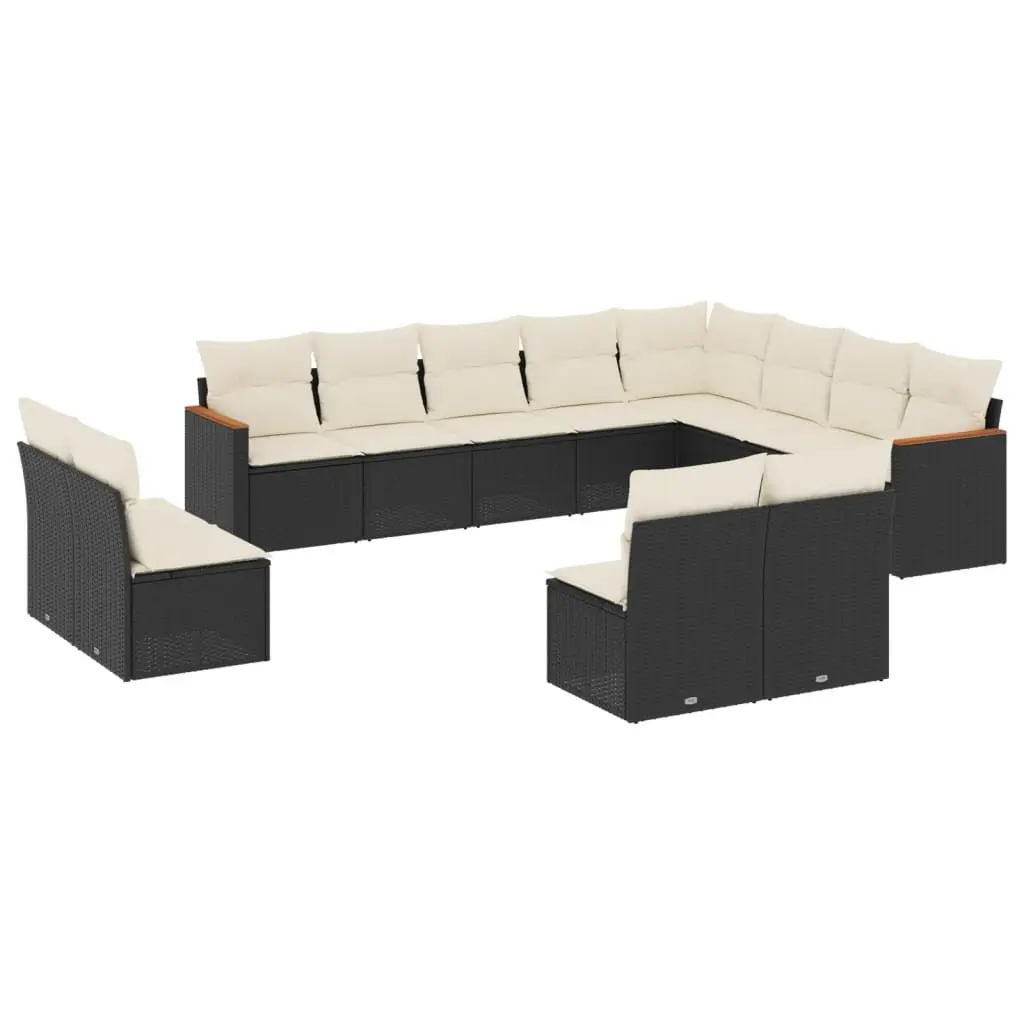 Garden Sofa Set Modular Outdoor Furniture 12 Piece Black Patio Lounge