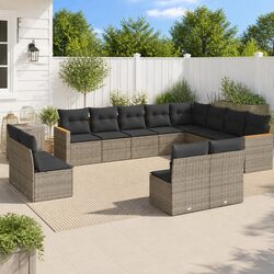Reliable 12-Piece Grey Garden Sofa Set for Your Outdoor Comfort