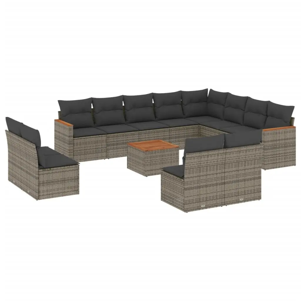Garden Sofa Set 13 Piece Outdoor Furniture Modular Grey Poly Rattan Patio Lounge