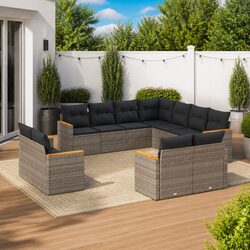 Value-Driven 11-Piece Grey Outdoor Sofa Set for Relaxation