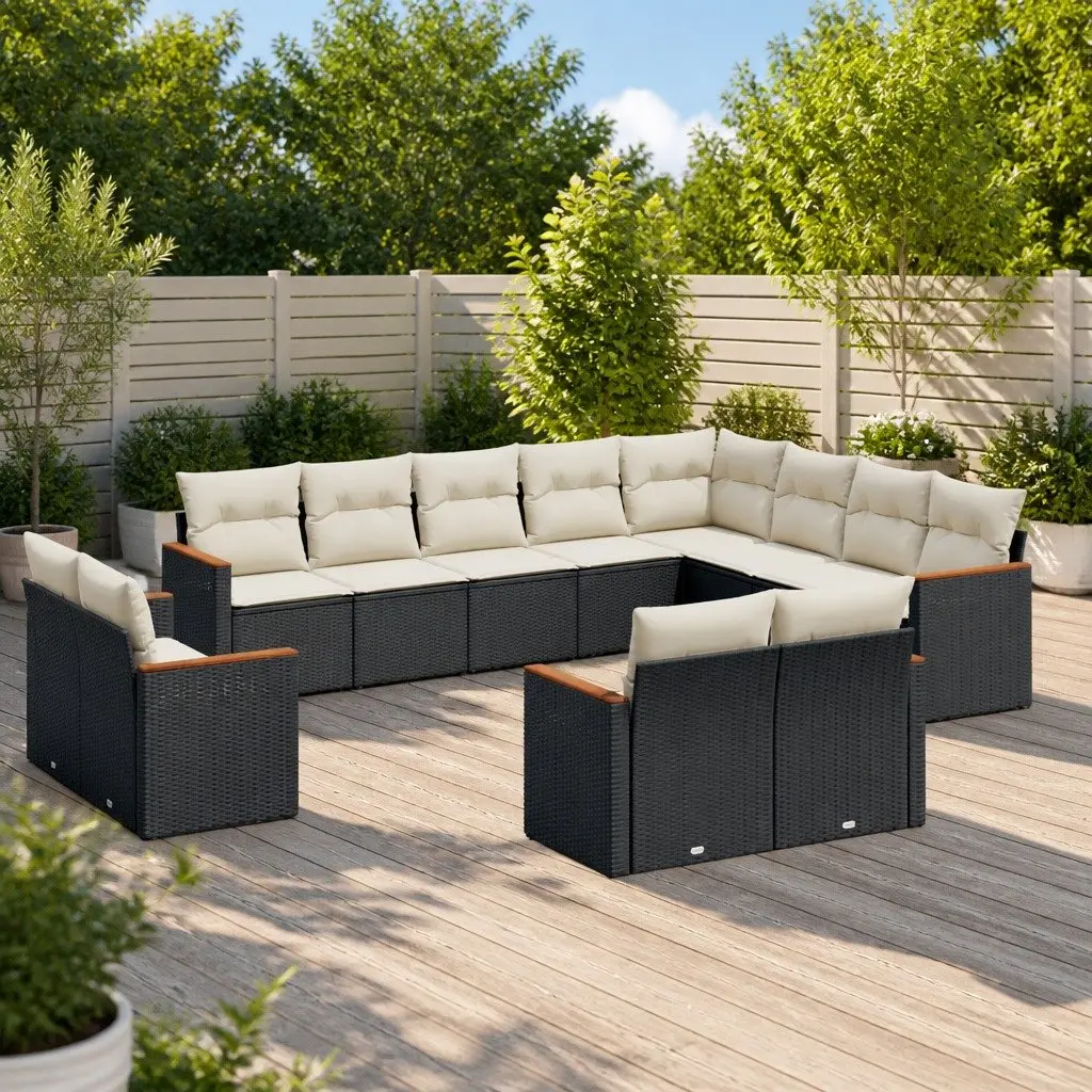 Garden Sofa Set 12 Piece Outdoor Furniture Modular Black