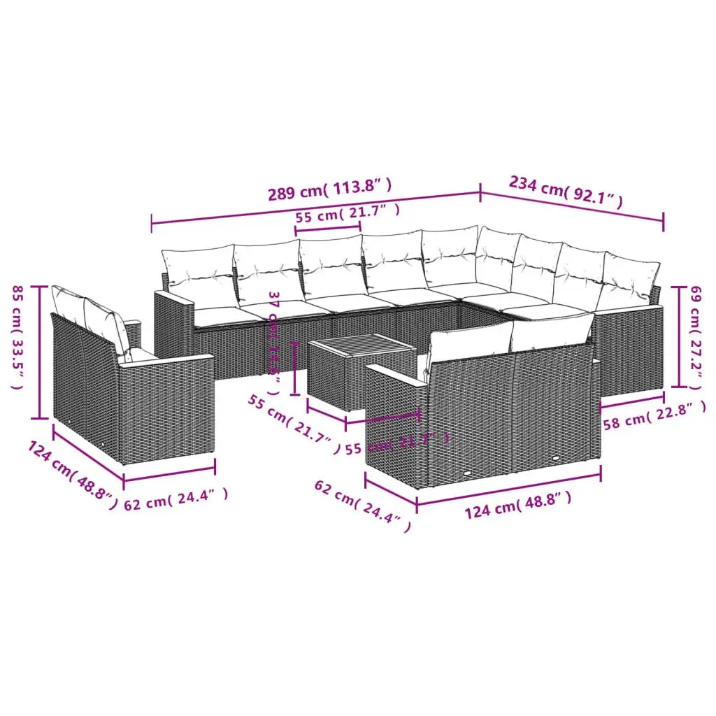 Grey 13-Piece Garden Sofa Set for Comfort