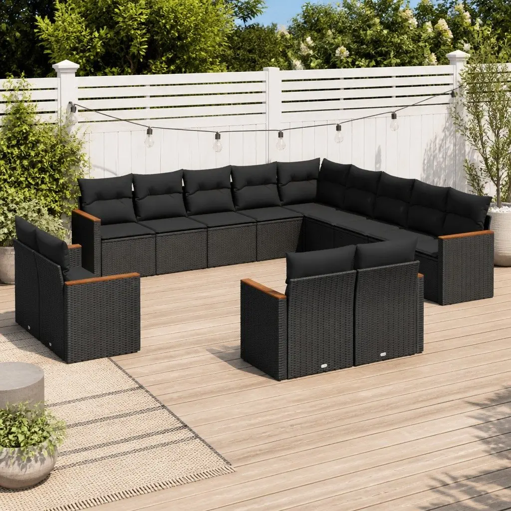 Garden Sofa Set Modular Outdoor Furniture 13 Piece Black