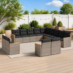 Comfortable 13-Piece Grey Sofa Set for Outdoor Relaxation