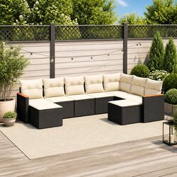 Warm and Welcoming 9 Piece Outdoor Sofa Set in Black