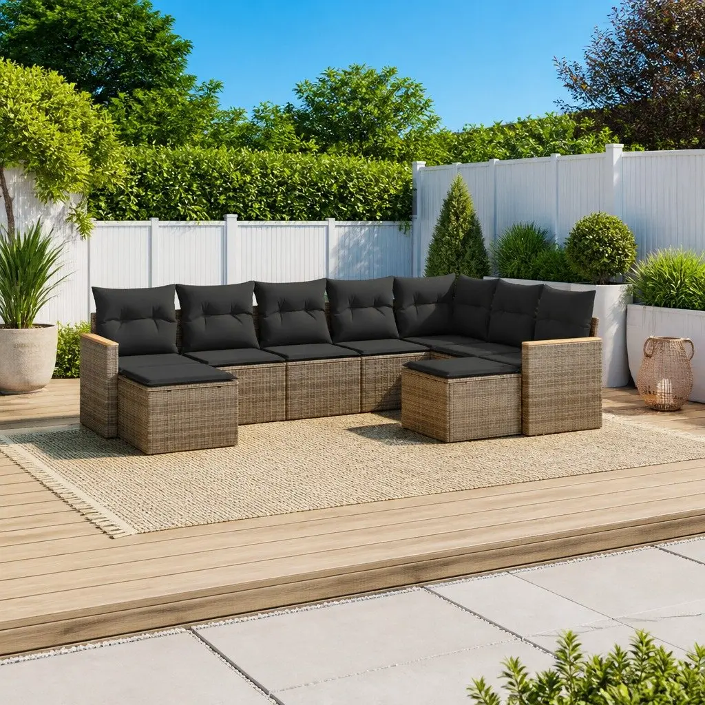 Garden Sofa Set 9 Piece Outdoor Furniture Patio Seating Grey