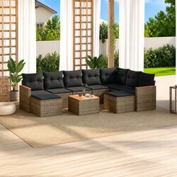 Comfortable 10-Piece Garden Sofa Set in Grey Rattan