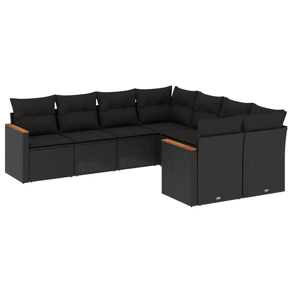 Garden Sofa Set Modular Outdoor Furniture 8 Piece Black