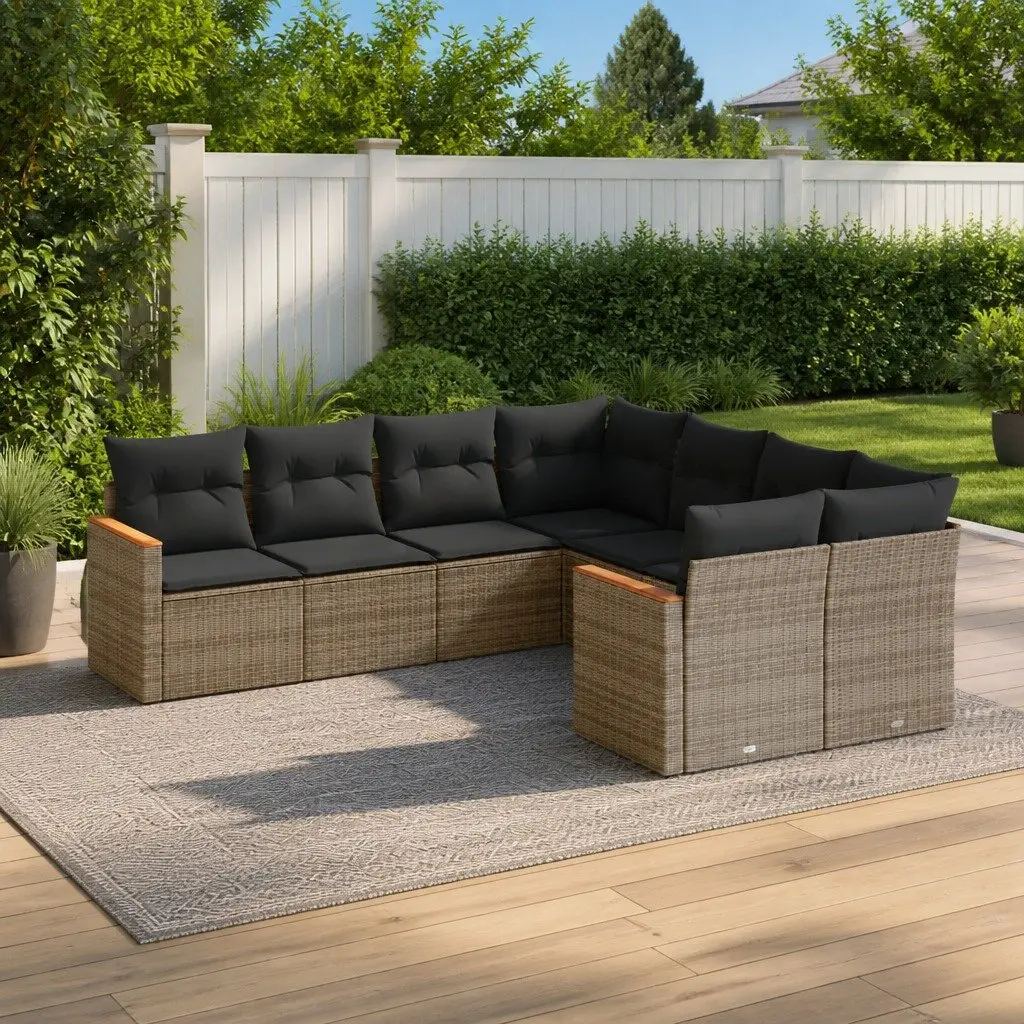 Garden Sofa Set 8 Piece Outdoor Patio Furniture Modular Grey Seating