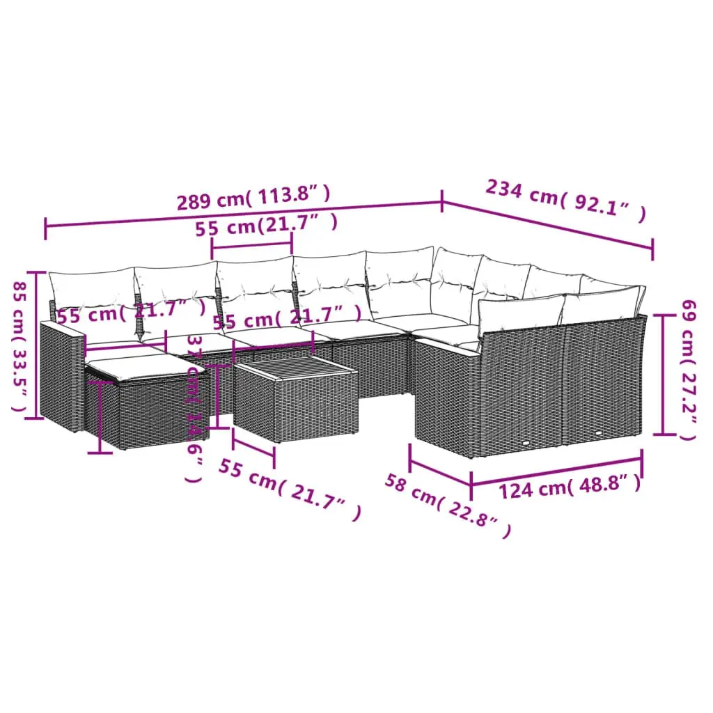 11-Piece Garden Sofa Set with Easy Maintenance