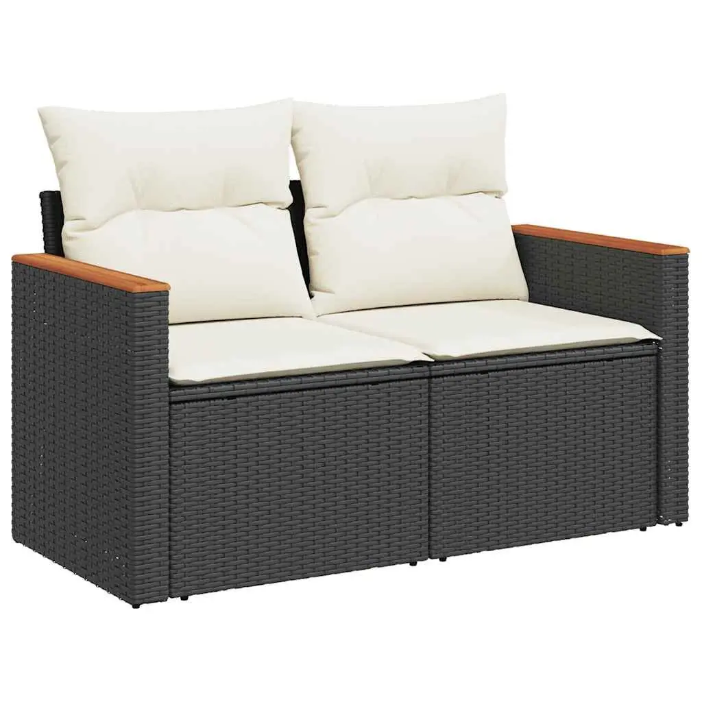 Garden Sofa Set 11 Piece Outdoor Patio Furniture Modular Rattan Black Cushions
