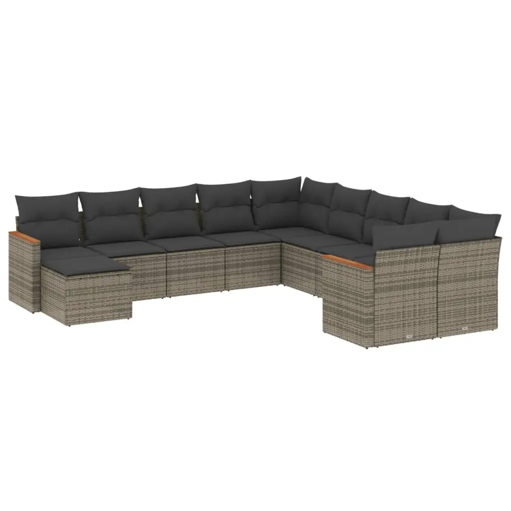 Garden Sofa Set 11 Piece Outdoor Furniture Modular Sectional Grey