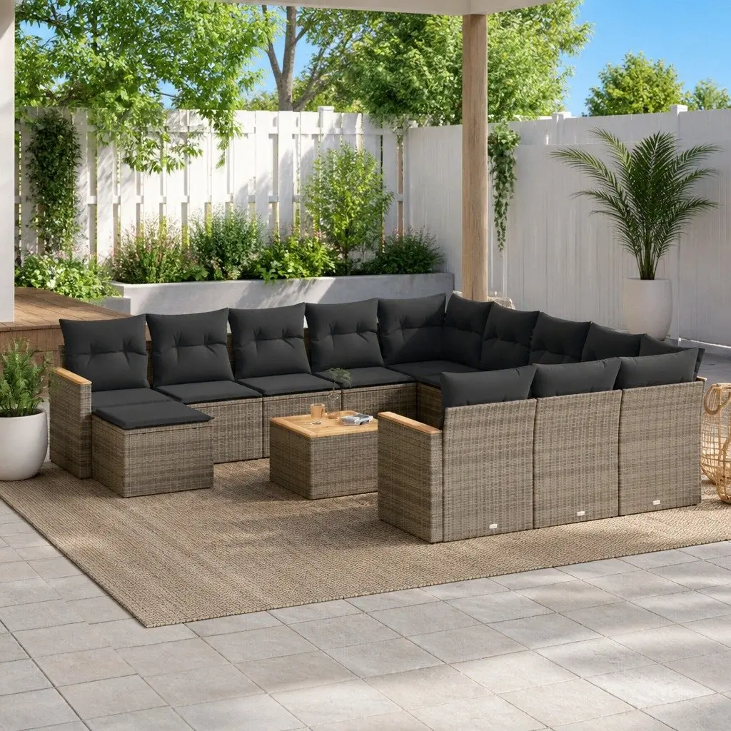 Garden Sofa Set 13 Pieces Grey Poly Rattan Outdoor Furniture Patio Lounge