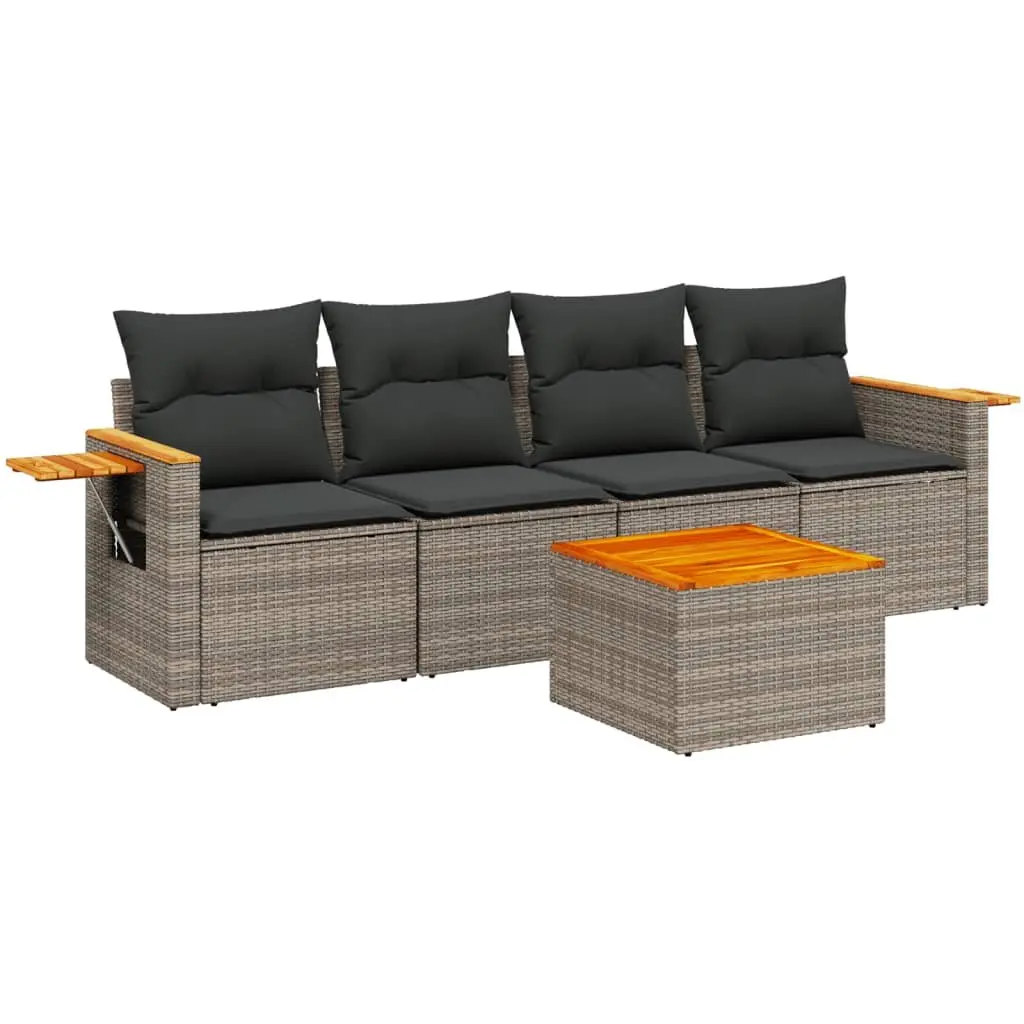Garden Sofa Set 5 Piece Modular Outdoor Furniture Grey with Cushions