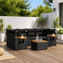 Comfortable and Practical 7 Piece Black Sofa Set